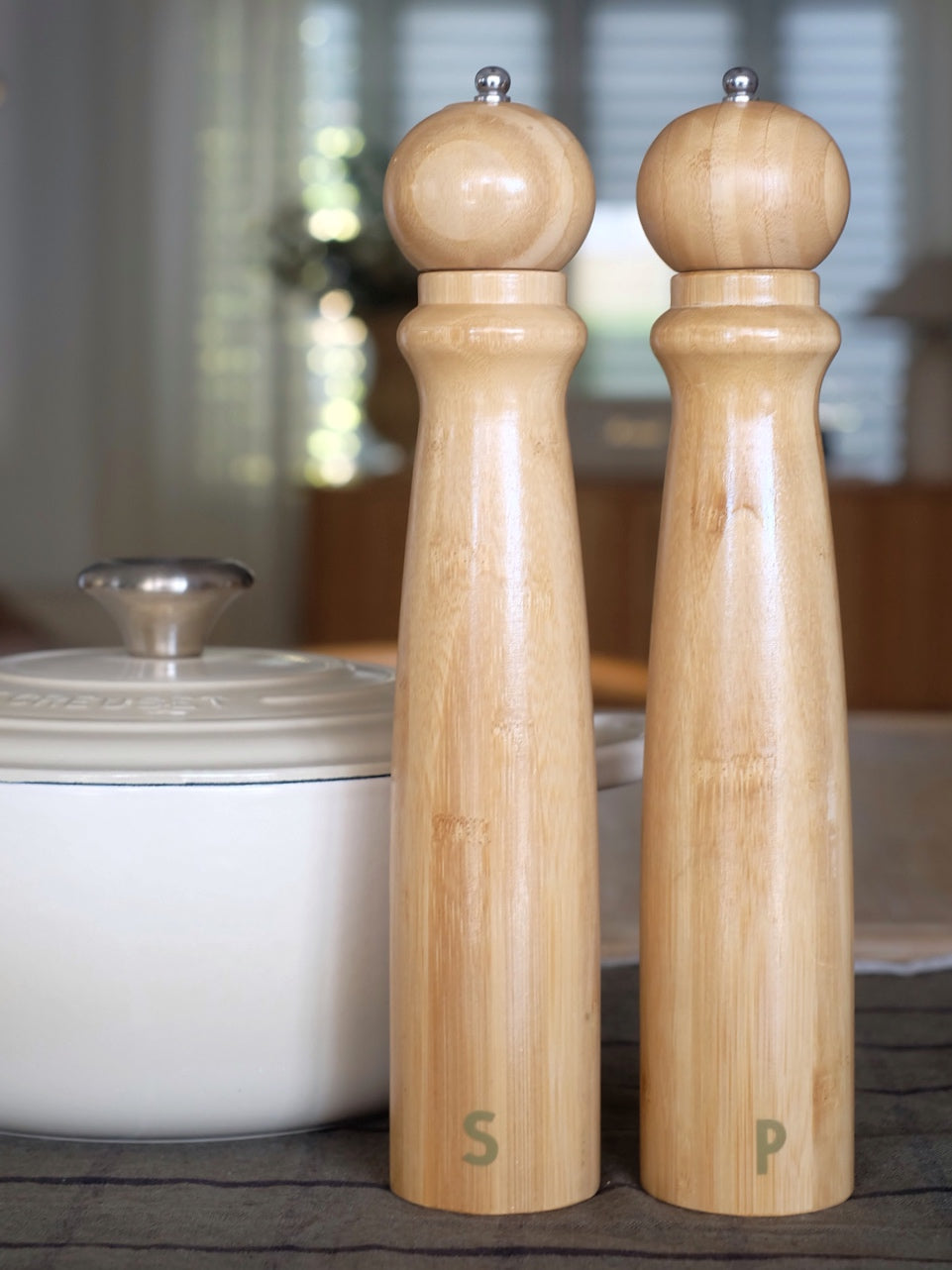 Set de Molinillos de Sal y Pimienta – Bambú Natural Grande