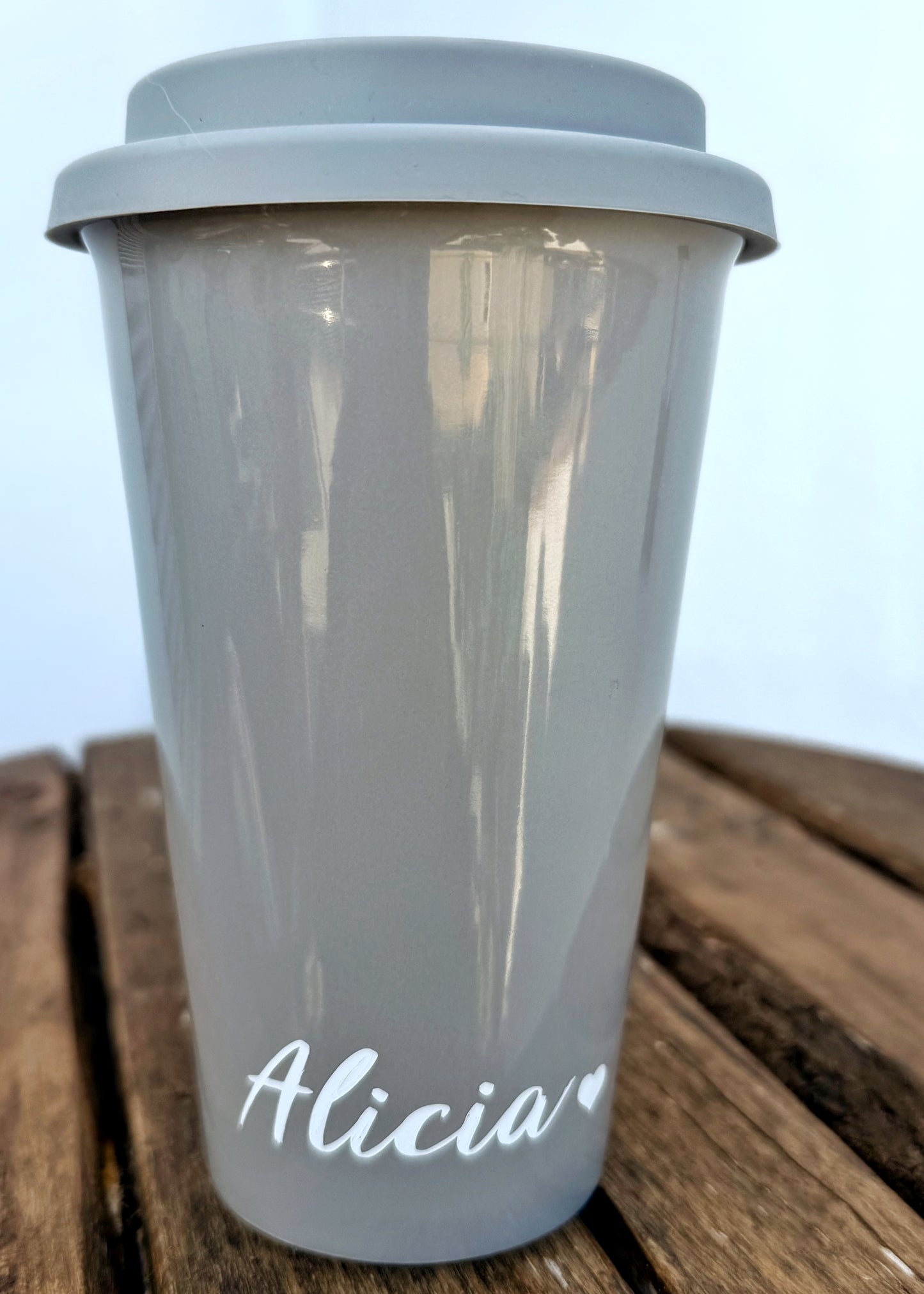 Taza porcelana con tapa de silicona Take me Gris