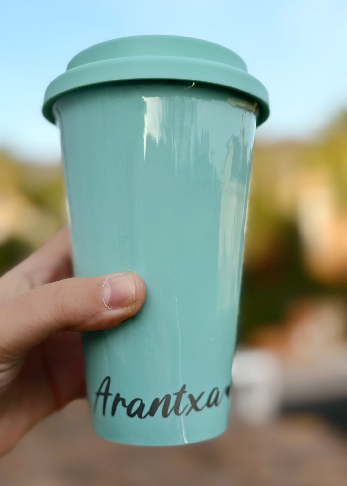 Taza de porcelana con tapa de silicona Take me Mint